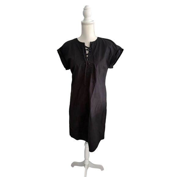 J CREW Lace Up Black Shift Dress Size Small Tall - Picture 2 of 5